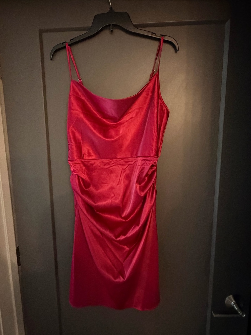 NWT AKIRA Red Satin-like Cowl Slip Dress size Large